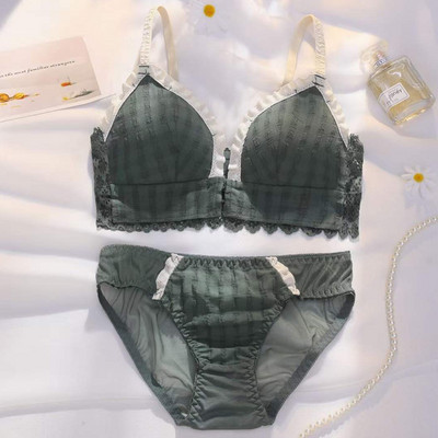 Lányok fehérnemű csipke szexi elülső csat, személyre szabott összegyűjtő steril szett fehérnemű női nyomott könnyű, légáteresztő melltartó