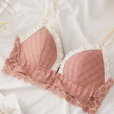 Lányok fehérnemű csipke szexi elülső csat, személyre szabott összegyűjtő steril szett fehérnemű női nyomott könnyű, légáteresztő melltartó