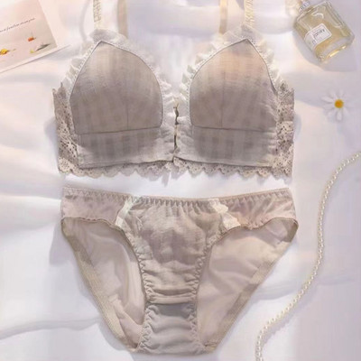 Lányok fehérnemű csipke szexi elülső csat, személyre szabott összegyűjtő steril szett fehérnemű női nyomott könnyű, légáteresztő melltartó