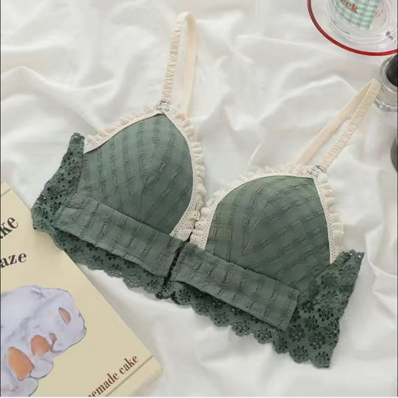 Lányok fehérnemű csipke szexi elülső csat, személyre szabott összegyűjtő steril szett fehérnemű női nyomott könnyű, légáteresztő melltartó