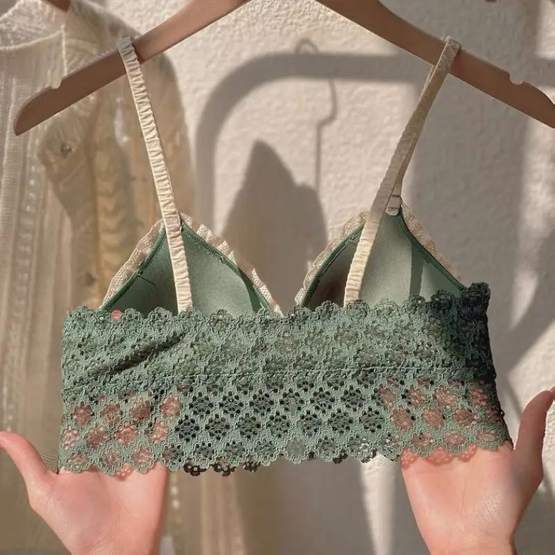 Lányok fehérnemű csipke szexi elülső csat, személyre szabott összegyűjtő steril szett fehérnemű női nyomott könnyű, légáteresztő melltartó
