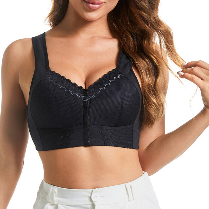 Prozračan, udoban grudnjak za mame srednjih godina bez grudi i velikih dugmadi s prednje strane, donje rublje za dojenje