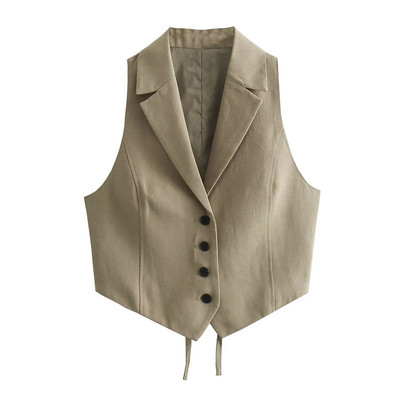 TRAFZA Ženska modna odijela sa suknjama Jednobojni prsluci s jednim kopčanjem bez rukava s otvorenim ovratnikom + suknje s patentnim zatvaračem visokog struka