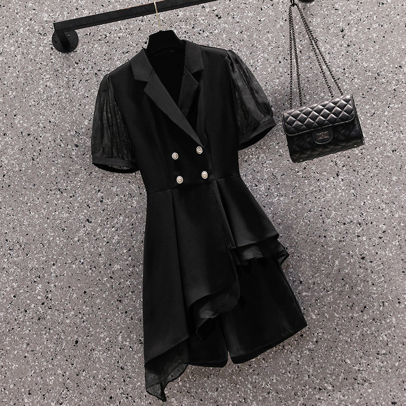 Női sifon 2 részes öltöny blézer duplasoros ruhafelső és nadrág kétrészes szett hozzáillő ruha női ruhák nagy