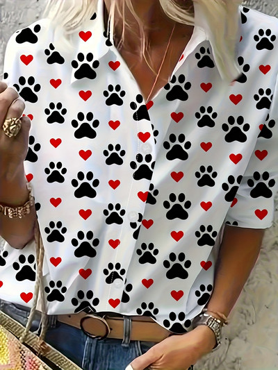 Tavasz nyár Divatos pöttyös mintás női ing és blúz Alkalmi hosszú ujjú gombos hajtóka Irodai női ruhák 2024