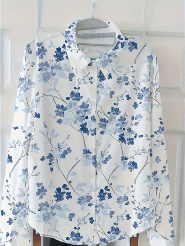 Tavasz nyár Divatos pöttyös mintás női ing és blúz Alkalmi hosszú ujjú gombos hajtóka Irodai női ruhák 2024