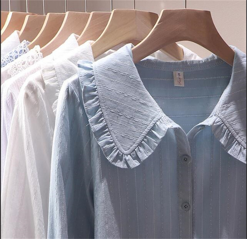 Jesen Proljeće Peter Pan kragna Košulje Žene S-3XL Elegantna slatka elegantna korejska modna odjeća Japanske bluze za sve vrste majica