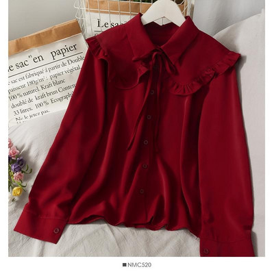 Női édes ingek Aranyos felsők Peter Pan gallér S-3XL Laza divat Temper Minimalista Lolita Francia Elegáns Ruhák Divatos 5 színű