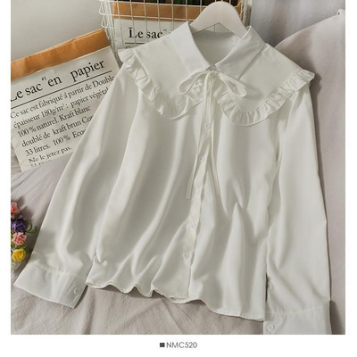 Női édes ingek Aranyos felsők Peter Pan gallér S-3XL Laza divat Temper Minimalista Lolita Francia Elegáns Ruhák Divatos 5 színű