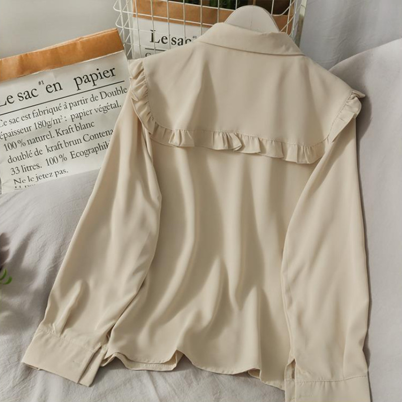 Női édes ingek Aranyos felsők Peter Pan gallér S-3XL Laza divat Temper Minimalista Lolita Francia Elegáns Ruhák Divatos 5 színű