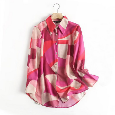 FANIECES riided ja pluusid Roosa Colorblock Satiin Naiste särgid Kevad-sügis pikkade varrukatega kontoris Naiste pluusid Topid Tänavarõivad