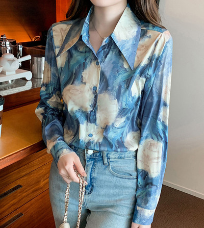 FANIECES riided ja pluusid Roosa Colorblock Satiin Naiste särgid Kevad-sügis pikkade varrukatega kontoris Naiste pluusid Topid Tänavarõivad