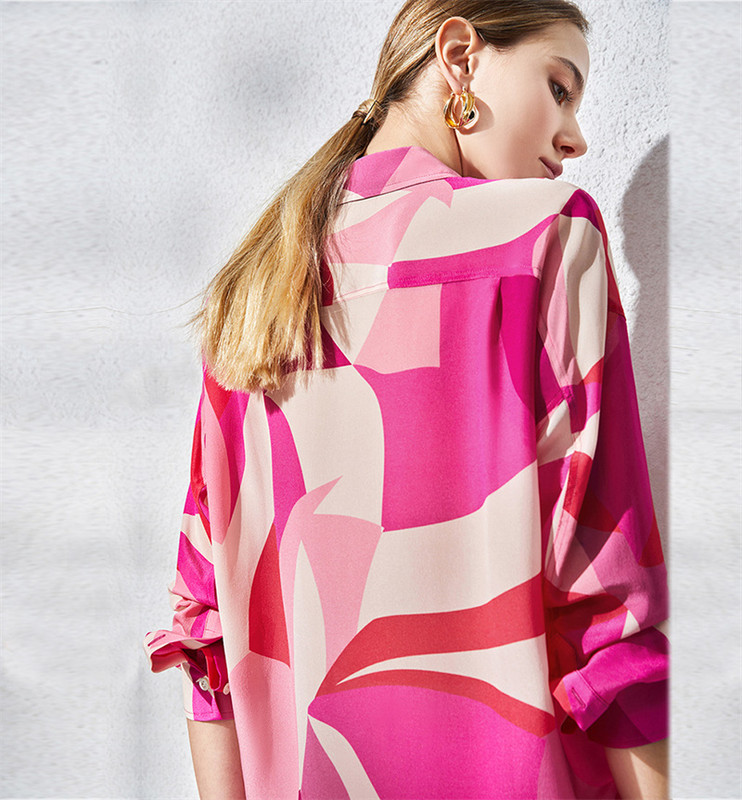 FANIECES riided ja pluusid Roosa Colorblock Satiin Naiste särgid Kevad-sügis pikkade varrukatega kontoris Naiste pluusid Topid Tänavarõivad