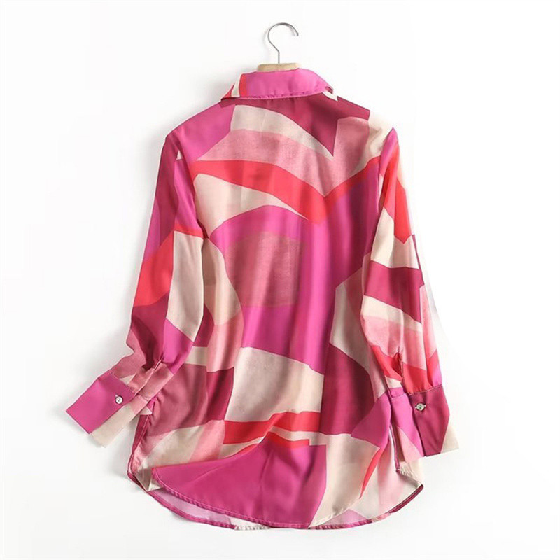 FANIECES riided ja pluusid Roosa Colorblock Satiin Naiste särgid Kevad-sügis pikkade varrukatega kontoris Naiste pluusid Topid Tänavarõivad