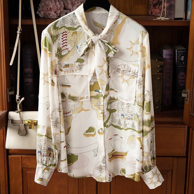 FANIECES S-3XL Vintage Ženska košulja Proljeće Dugi rukavi Luksuzni print Bluze Ležerne majice Elegantne Blusas Mujer قمصان وبلوزات