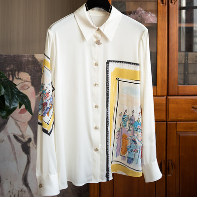 FANIECES S-3XL Vintage Ženska košulja Proljeće Dugi rukavi Luksuzni print Bluze Ležerne majice Elegantne Blusas Mujer قمصان وبلوزات