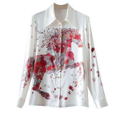 FANIECES S-3XL Vintage Ženska košulja Proljeće Dugi rukavi Luksuzni print Bluze Ležerne majice Elegantne Blusas Mujer قمصان وبلوزات