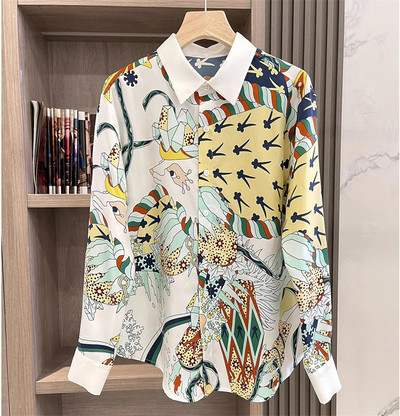 FANIECES S-3XL Vintage Ženska košulja Proljeće Dugi rukavi Luksuzni print Bluze Ležerne majice Elegantne Blusas Mujer قمصان وبلوزات