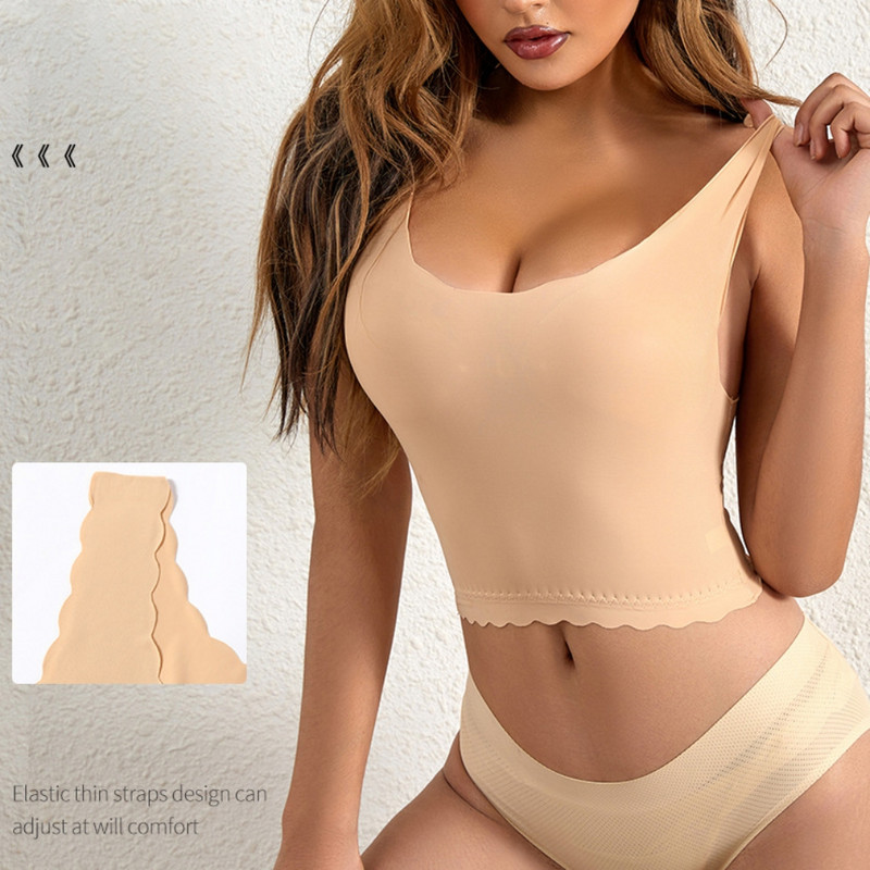 Bezšuvju Gathering Ice Silk Bras Apakškrekli sievietēm Seksīgi Push Up bezvadu elastīgie krūšturi sporta skriešanai Joga Fitness Sieviešu