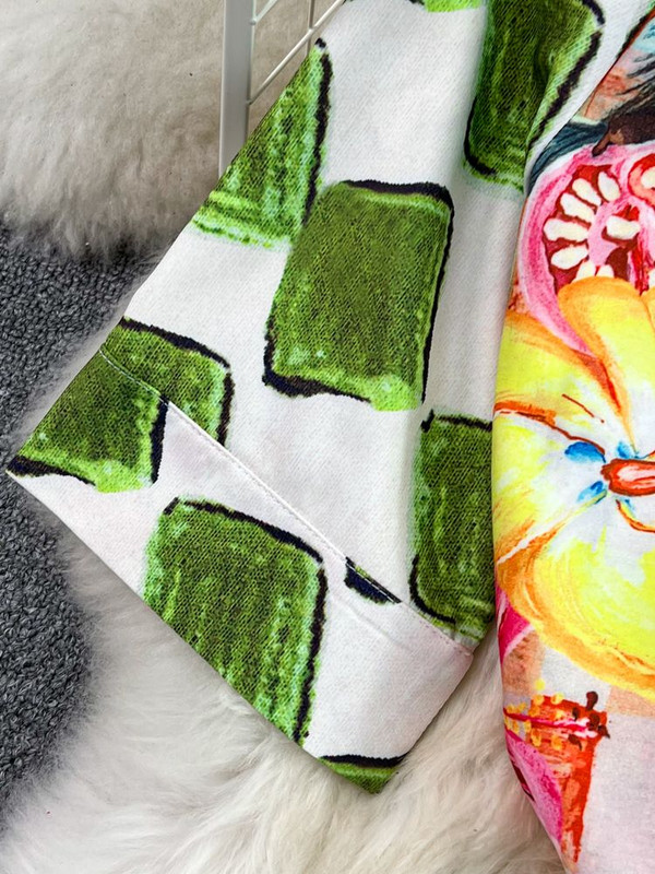 Vasaras skrejceļa augļu ziedu apdrukas divu gabalu komplekti sieviešu krekla augšdaļai ar puspiedurknēm + kabatas midi svārku uzvalks ar augstu vidukli