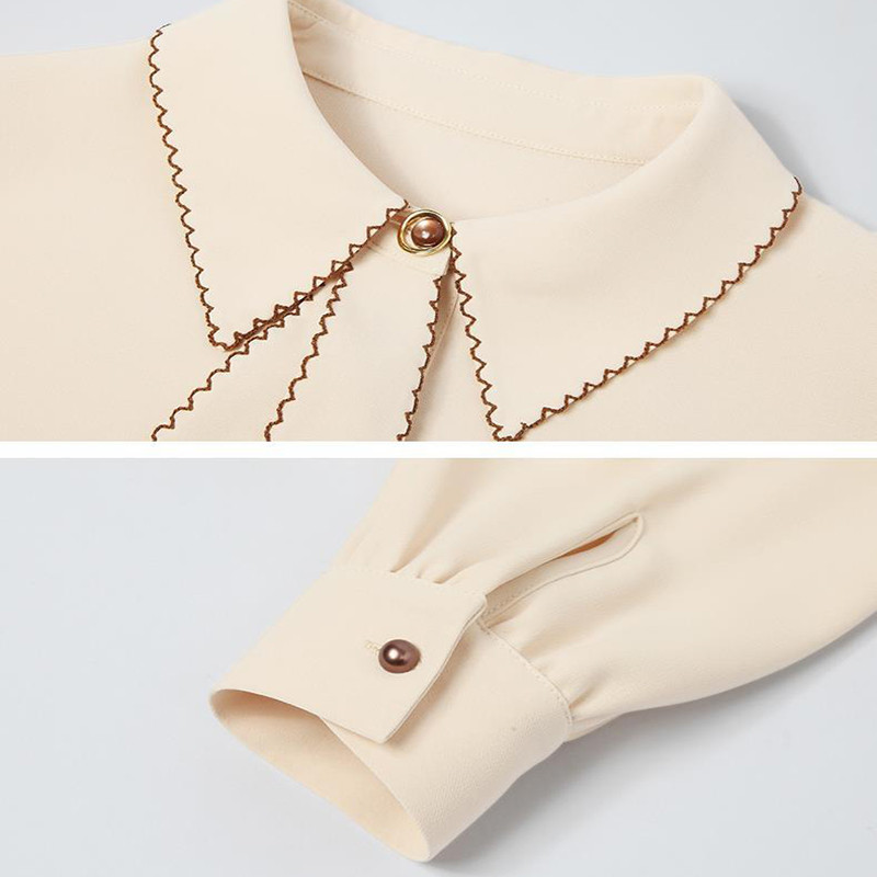 S-3XL Smart Krekli Sieviešu Lente Mājīgs Vispārpiemērots Darba apģērbs Pamata savārstījums Šifons Maigs Francijas biroja biznesa apģērbs Eleganti