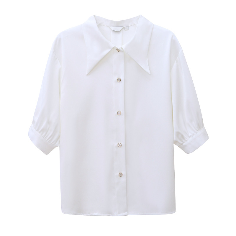 Ljetna ženska košulja od šifona kratkih rukava u zapadnom stilu s retro gumbima Chemise Femme Bijela košulja Ženske majice Camisas De Mujer C147