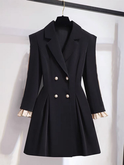 Kaheosalised komplektid Naiste riided Kaherealine õhuke vööga mantel Kõrge vöökohaga tuunika Püksid Komplektid Roupas Femme Temperament Ülikond 7n412