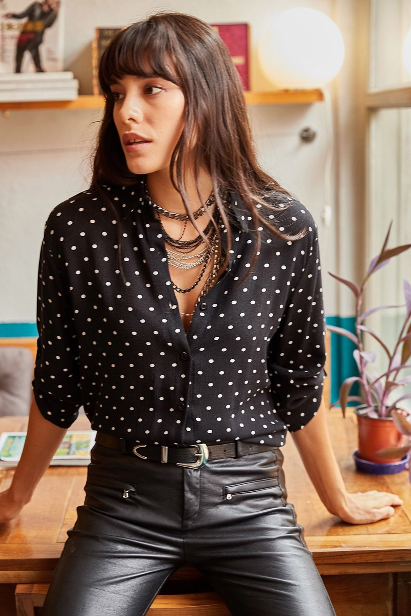 Olalook női pöttyös hosszú normál ing