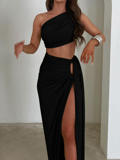 Articati uus seksikas lahtise seljaga kaheosaline komplekt naiste ülaosaga Slim Fit jaotatud poolseeliku komplekt Naiste moekas õhtukleidi rannakomplekt