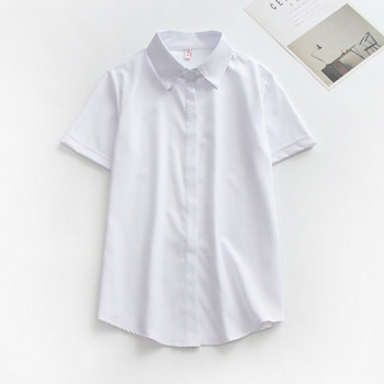 JMPRS Дамска бяла риза с големи размери, лятна дамска офис черна риза с къси ръкави, черни горнища с копчета, свободна едноцветна ежедневна блуза S-5XL Нова