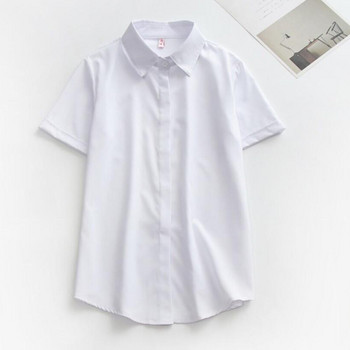 JMPRS Дамска бяла риза с големи размери, лятна дамска офис черна риза с къси ръкави, черни горнища с копчета, свободна едноцветна ежедневна блуза S-5XL Нова