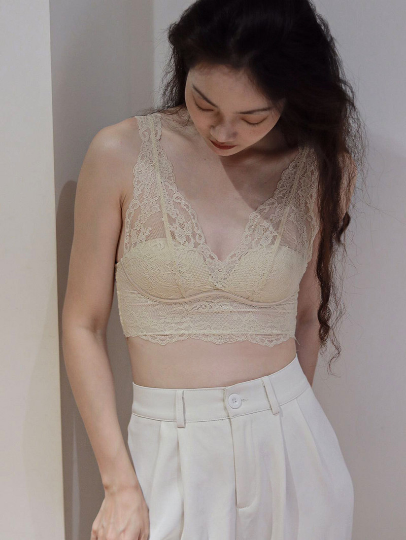 Szexi csipke alsónemű melltartó női egyszínű bikini 2023 női bélés vezeték nélküli vékony párnázat francia melltartó alsónemű