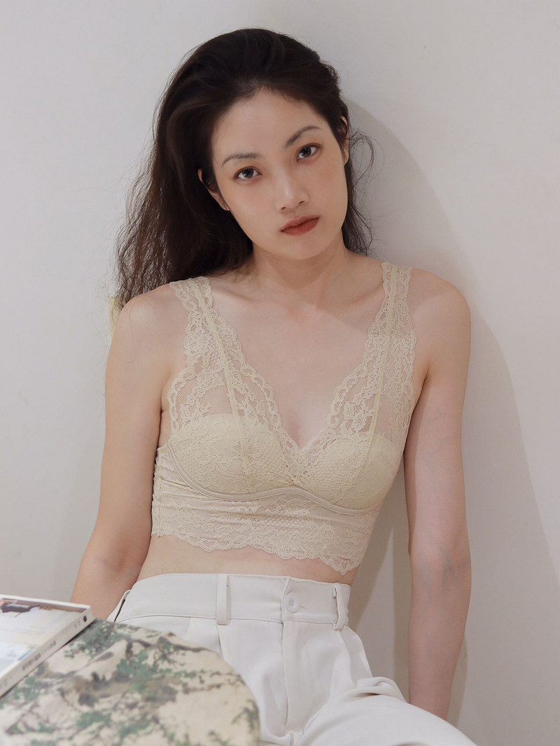 Szexi csipke alsónemű melltartó női egyszínű bikini 2023 női bélés vezeték nélküli vékony párnázat francia melltartó alsónemű