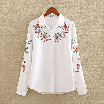 Офис дама Бяла риза с дълъг ръкав Блуза Жени 2023 Нова пролетна мода Тънки ризи с копчета Топ Femme S-5XL