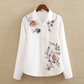 Офис дама Бяла риза с дълъг ръкав Блуза Жени 2023 Нова пролетна мода Тънки ризи с копчета Топ Femme S-5XL