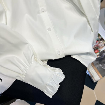 Дантелени ризи Дамски S-3XL Яка на Питър Пан Сладък колеж Японски стил Ins Simple Универсални ежедневни пролетни волани Мода Ulzzang