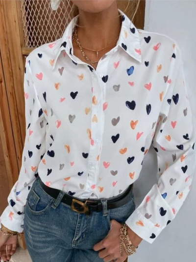 Naiste moe liblikastrükiga särkpluus Kevadsügis, alla keeratav krae pikkade varrukatega nööbiga vabaaja vabad elegantsed naiste särgid