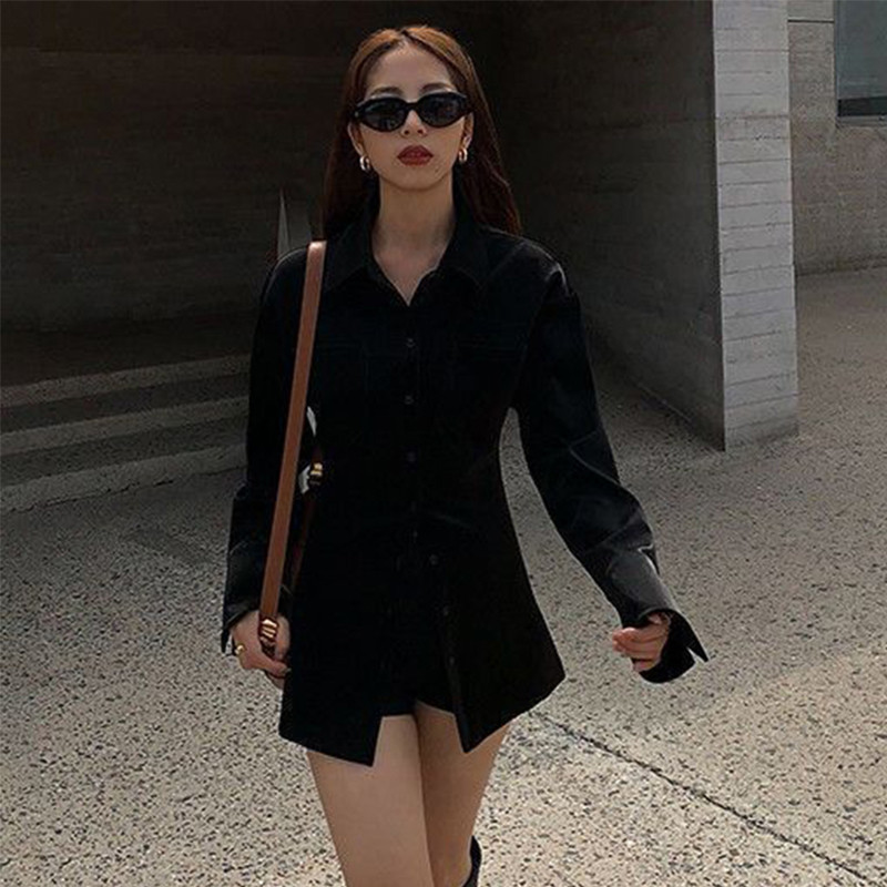 MEXZT S-3Xl Elegantsed valged särgid Naiste tänavariided Must tuunika pikkade varrukatega pluusid Kontori Daami Korea Mood Slim All Match Top