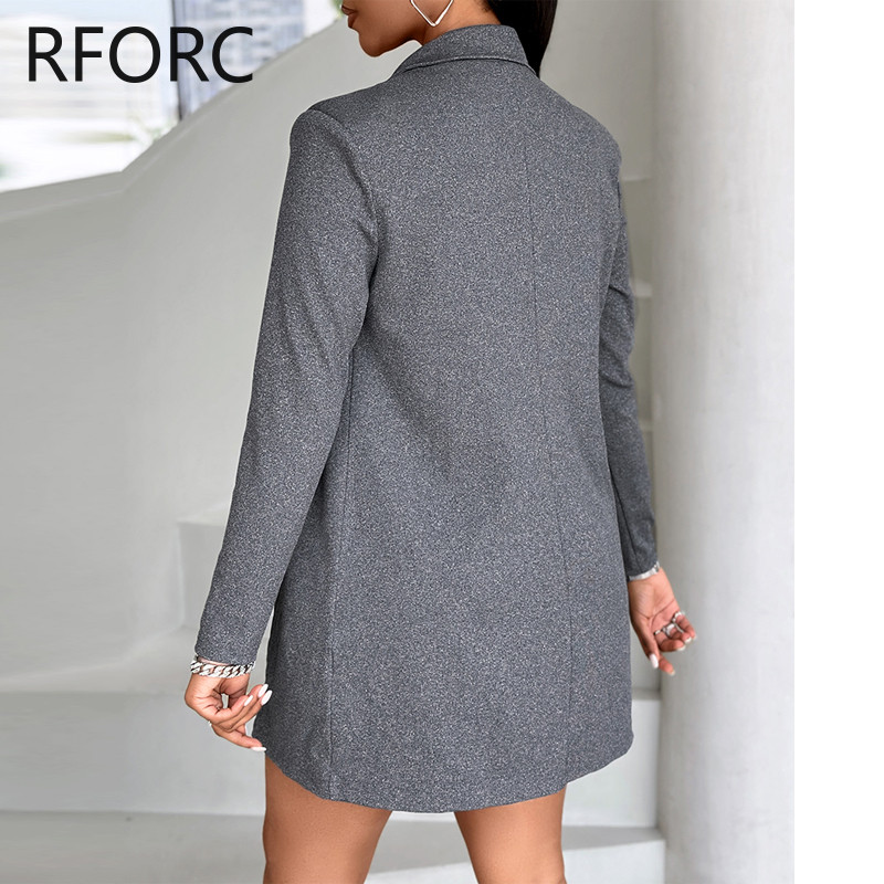 2024. aasta naiste sälguga kaelusega Olkaimeta kleit kaheosalise bleiserkleidi sees