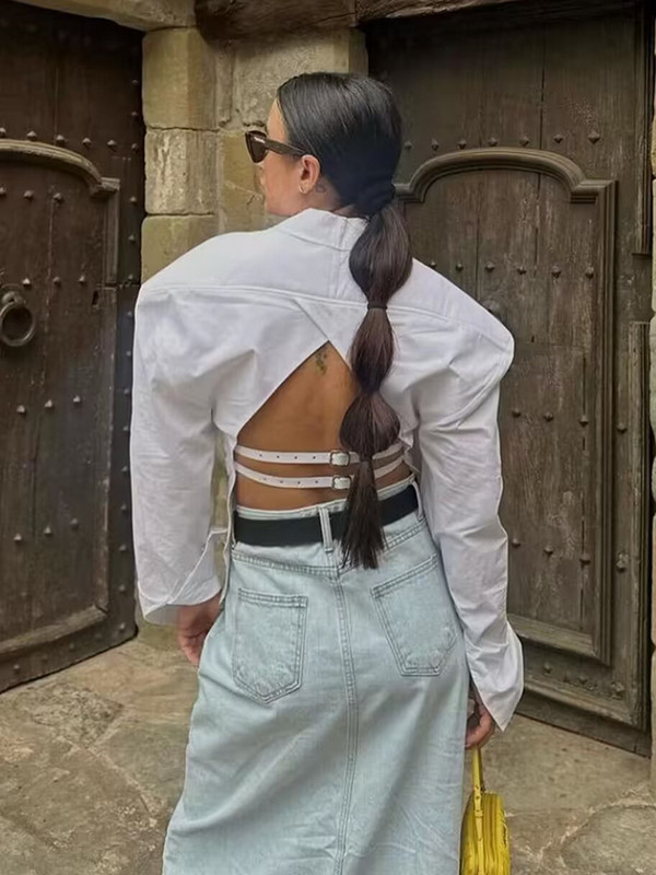 Vintage naiste stiilsed seljata särgid 2023. aasta moodsad naiste vabaaja pikkade varrukatega valge särk Tänavarõivad Naiste šikid topid lahtised