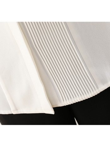 2024 Висококачествени шикозни модни плисирани блузи с акордеон Дамски корейски ретро офис дами OL Бели ризи Топове Blusas Mujer