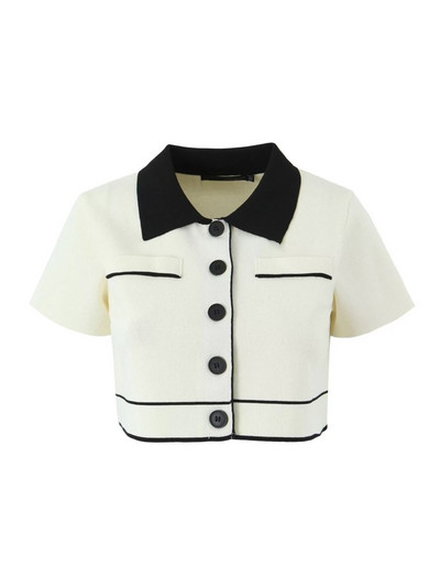 Aonibeier Y2K Patchwork Naiste kardigan kootud kostüümid Traf 2024 kevad lühikeste varrukatega õhuke jakk Crop top naiste miniseeliku komplektid