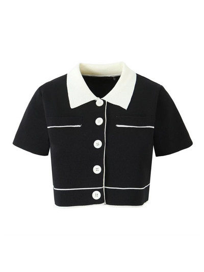 Aonibeier Y2K Patchwork Naiste kardigan kootud kostüümid Traf 2024 kevad lühikeste varrukatega õhuke jakk Crop top naiste miniseeliku komplektid