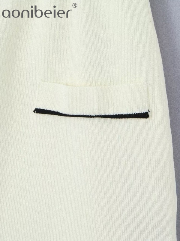 Aonibeier Y2K Patchwork Naiste kardigan kootud kostüümid Traf 2024 kevad lühikeste varrukatega õhuke jakk Crop top naiste miniseeliku komplektid