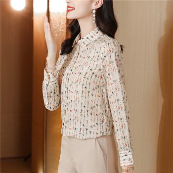Модни дамски ризи с щампи Нови елегантни дамски блузи 2023 Пролет Есен Ризи с дълъг ръкав Топове Blusas Mujer