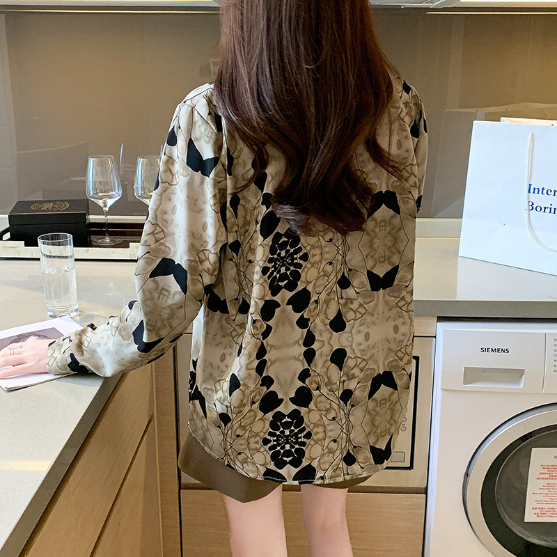 Stílusos női blúz az elegáns megjelenésért Divatnyomtatás Gombos ingek Felsők Tavaszi nyári felsők blusa mujer