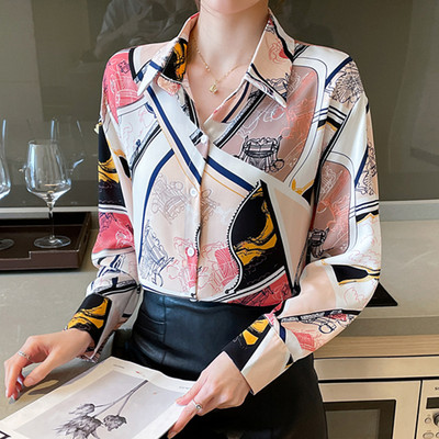 2022 kevadsuvi Naiste šifoonist pluusid Uued šikkad trükiga naiste särgid pikkade varrukatega särgid Topid Blusas Mujer