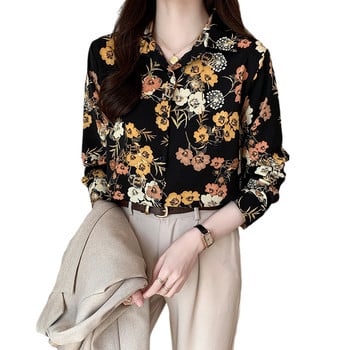 Стилна дамска блуза за шикозна визия Модни щампи Ризи с копчета Горнища Пролет Лято Горнища blusa mujer