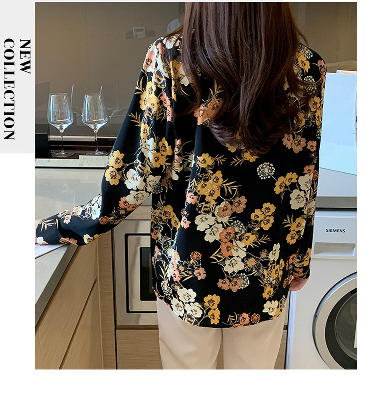 Stílusos női blúz az elegáns megjelenésért Divatnyomtatás Gombos ingek Felsők Tavaszi nyári felsők blusa mujer