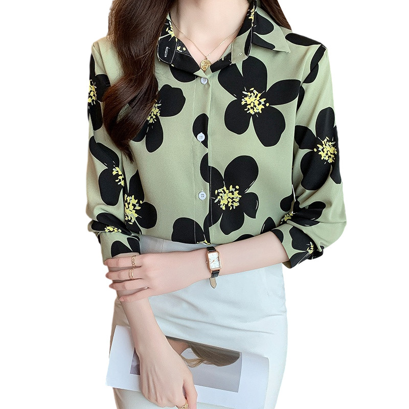 Stílusos női blúz az elegáns megjelenésért Divatnyomtatás Gombos ingek Felsők Tavaszi nyári felsők blusa mujer